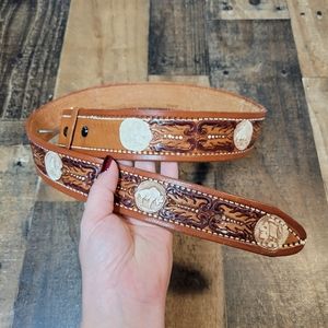 Tooled Western Leather Belt